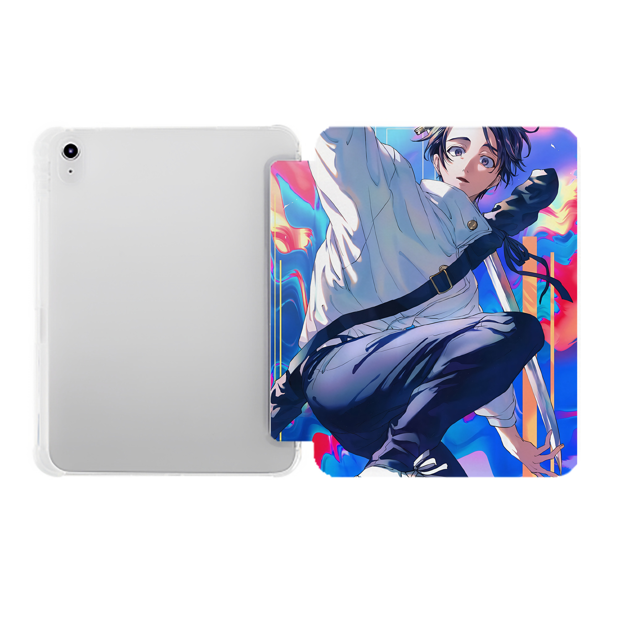 （画像用） 呪術廻戦 Jujutsu Kaisen IPad ケース ペン収納付き 三つ折りスタンド PUレザー×シリコン 対応機種9.5/10.5/10.9インチ